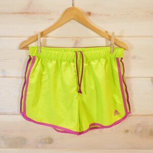 Adidas Marathon 10 Women's size M Climalite Lined Shorts Drawstring Neon Bright
